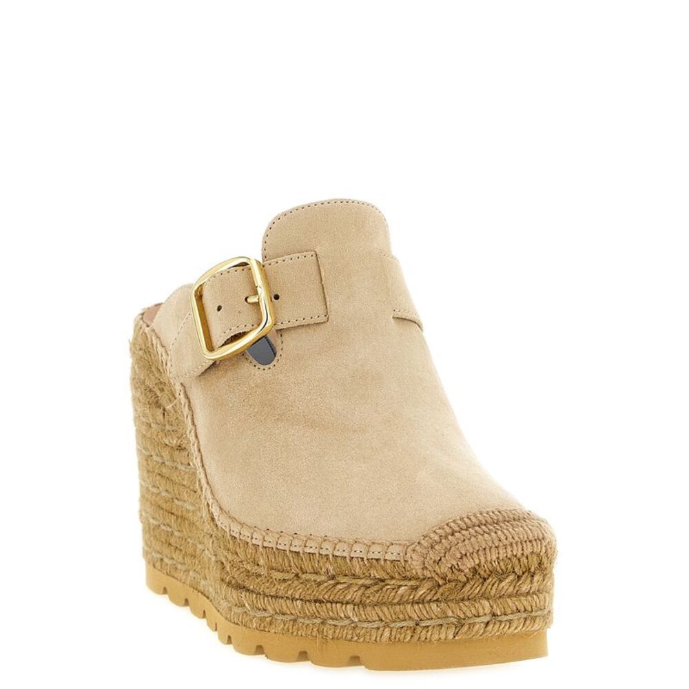 Stella McCartney Beige Viscose Wedge Women's Sandals - Picture 2 of 4